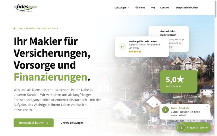 Website der Fides GmbH