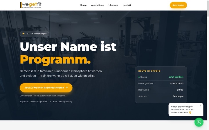 Website von We Get Fit, Schongau