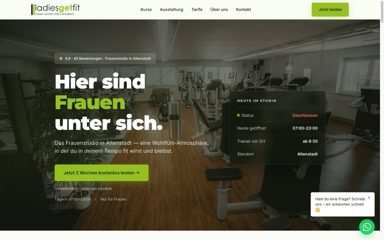 Website des Frauenstudios Ladies Get Fit in Altenstadt